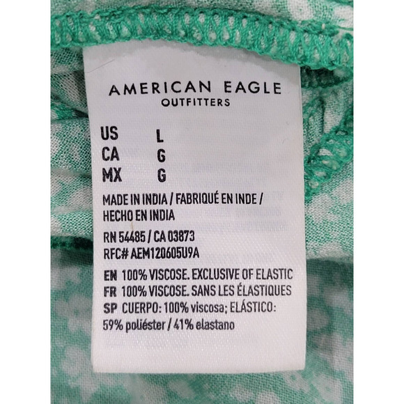 American Eagle Ditsy Floral Print Smocked Halter Dress Size Large Green - Picture 12 of 13